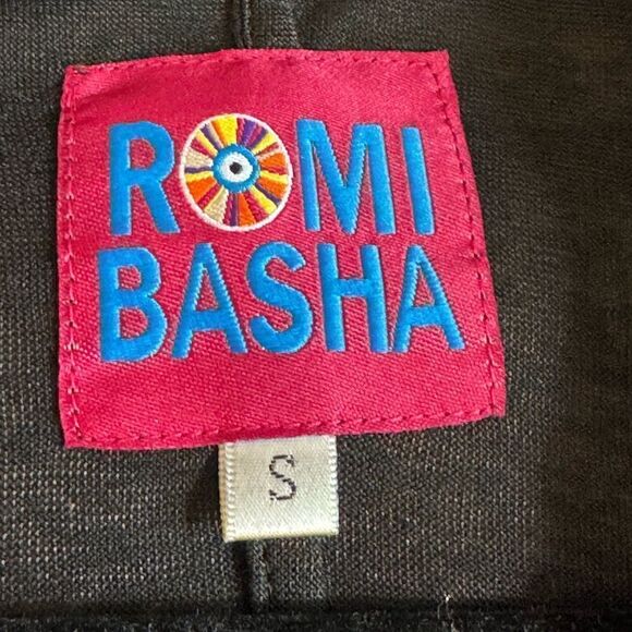 Romi Basha Blazer Womens Size Small Toni Linen Cotton Blend Black woven New - Picture 12 of 13